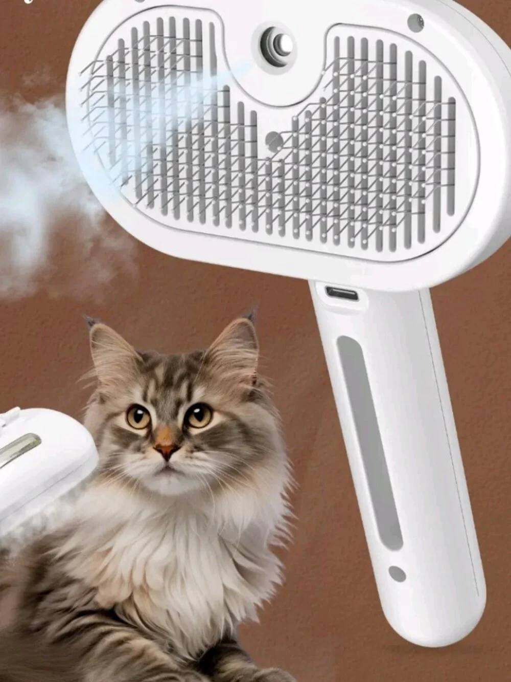 NEW Steam Brush for Pets Long Short Haired, 3-in-1 Spray Dematting Comb